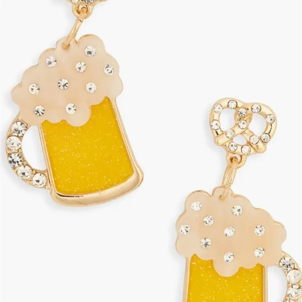 Leith Gold and Yellow Beer Mug Earrings